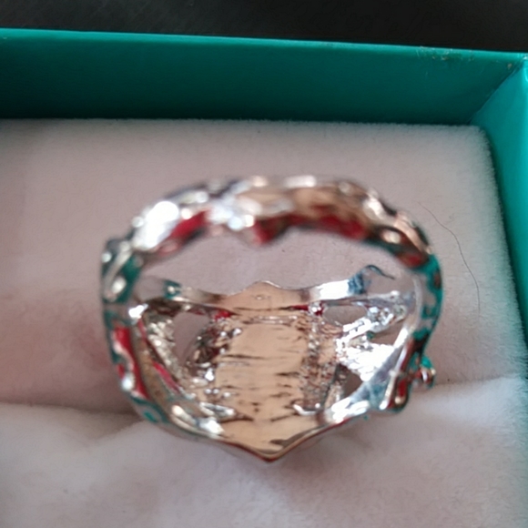 NWOT PEARL RING TWO TONE BAND SILVER PLATED SZ 7 - Picture 6 of 7